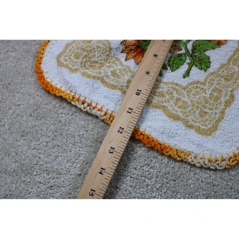 Vintage Handmade Crochet‎ Edge Washcloths Set of 2 Floral 12in Bathroom Towels